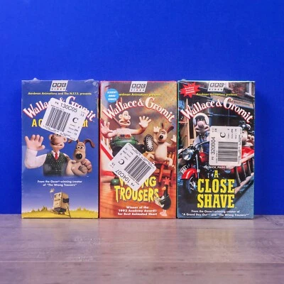 Wallace and Gromit, 3 VHS Set. Wrong Trousers, Close Shave, Grand Day Out Sealed - Image 1 of 2