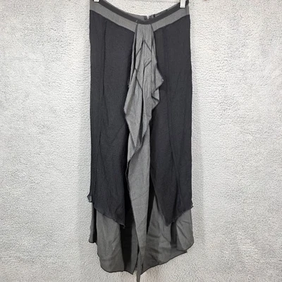 Falda midi asimétrica con volantes gris negra Quinta Colonna mediana mezcla de lana seda Foto 1 de 4