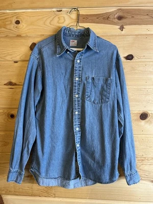 Levi’s Dry Goods Two Horse Brand Men’s Denim Shirt Large Medium Wash Long Sleeve - Image 1 of 4
