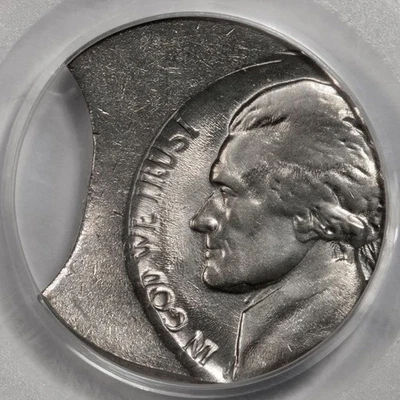 PCGS MS65 Struck 35% Off Center And 16% Clip Jefferson Nickel Mint Error Wow - Image 1 of 4