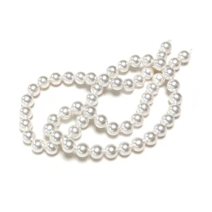White Shell Pearl Beads Plain Round 6mm Strand Of 62+ - Picture 1 of 1