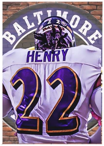 DERRICK HENRY * Baltimore Ravens * Fun ACEO  * FOOTBALL ART * Art Card * ATC - Picture 1 of 2