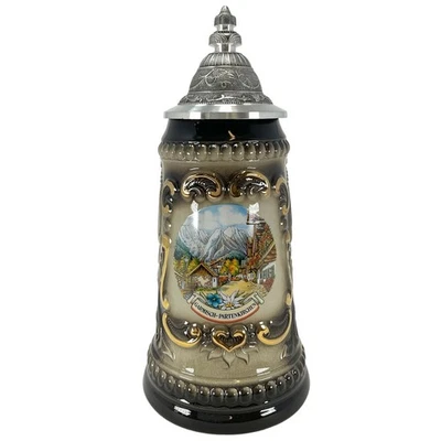 Escudo Garmisch Partenkirchen Negro Cerveza Alemana Stein .5L UNA Taza Hecha en Alemania Foto 1 de 4