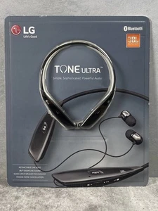 LG Tone Ultra Black JBL Noise Cancelling Retractable Ear Buds Around The Neck - Photo 1 sur 4