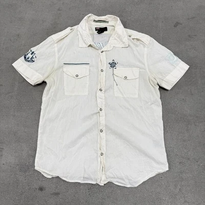 Men's DIESEL Western Pearl Snap Button Up Short Sleeve Shirt Chain Stitch Size L - Image 1 of 4