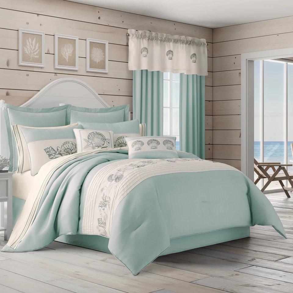Royal Court Water's Edge 4-piece Coastal Comforter Set Aqua King - Image 1 of 1