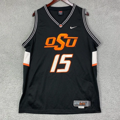 Vintage Oklahoma State Jersey Men Large Black Orange Nike Basketball OSU Cowboys Cover
