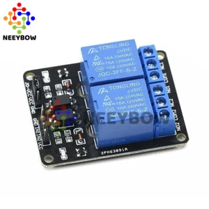 5 /12V  2 Channel Relay Module with Optocoupler for PIC AVR DSP ARM Arduino - Picture 1 of 7