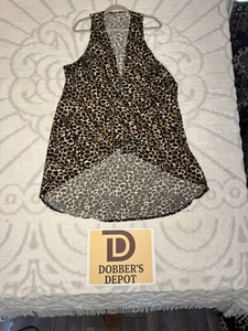 Leopard Print Sleeveless Kimono Vest Duster 2XL ( XXL ) Comfortable Relaxed Fit - Picture 1 of 5