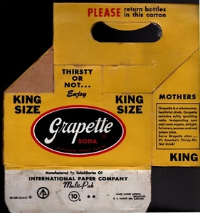 Grapette Soda "King Size" 10oz. 6 Stück Karton 1951 G-10R 12-6- 1961 - Bild 1 von 4