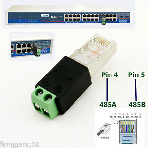 RJ45 Male to 485 2 Pin (4 5P) Screw Terminal Adapter Connector Splitter CCTV DVR