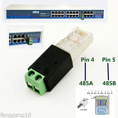 RJ45 Male to 485 2 Pin (4 5P) Screw Terminal Adapter Connector Splitter CCTV DVR - Image 1 of 4