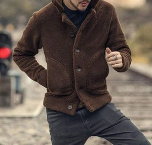 Winter Fleece Jackets Mens Coat Jacket UK Outerwear Teddy Bear Fluffy Coat Warm - Picture 1 of 13