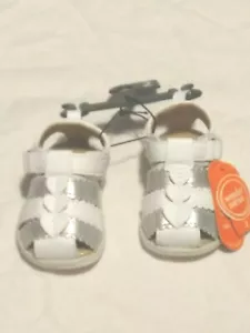 Sz 2 Wonder Nation Infant Girls Casual Fisherman White/Silver Sandals Shoes - Picture 1 of 4