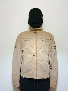 diesel distressed utility crop jacket L KHAKI BBS CANVAS DURABLE PREMIUM GOLD - Picture 1 of 13
