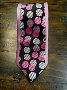 Bruno Conte By Don Jonathan Pink/Black/Silver Dot Necktie 100% Microfiber - Picture 1 of 11