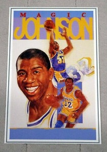 1992 Allan Kaye's #5 Magic Johnson Jumbo Sports Card Portrait - LA Lakers