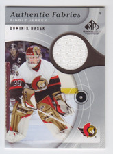 2005-06 UD SP GAME USED DOMINIK HASEK JERSEY AUTHENTIC FABRICS AF-HA Senators