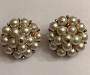 Kramer 1" Cluster Perlen Kunstperlen schöne Gold Vintage Ohrclips - Bild 1 von 4