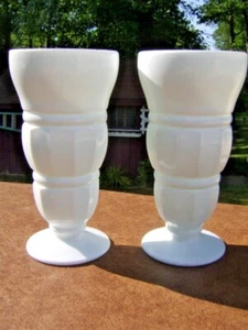 C. 1950+ Paar Vintage weiße Milchglas Sodagläser - Indiana Glas - Bild 1 von 4