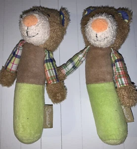 2Stück- Sterntaler Teddybär Stab Greifling Plüschtier Stofftier Grün Braun Karie - Picture 1 of 3