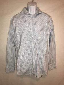 Men's Casual Button Front Blue Striped Shirt - Size L - Bild 1 von 5