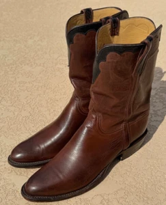 LUCCHESE CLASSICS HANDMADE WHISKEY BROWN & BLACK BUFFALO BOOTS MEN'S 11A/11B - Picture 1 of 16