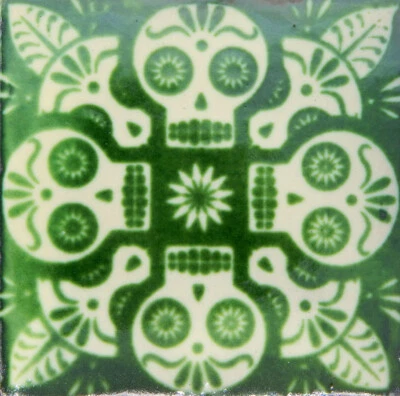 Mexican Tile Folk Art Handmade Talavera Backsplash Handpainted Mosaic # C397 - Image 1 of 2