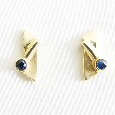 Ohrringe Gold Saphir Ohrstecker Ohrschmuck 375er / 9 kt GoldschmuckEdelstein - Bild 1 von 4