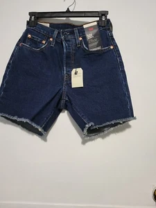 Pantaloncini Levi's Premium 501 blu a vita alta taglia - 24/26? - Foto 1 di 8