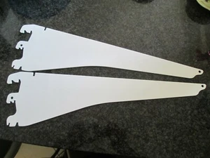 Heavy Duty Pearl White 400mm Metal Shelf Brackets Shop Fitting/ Workshop - Picture 1 of 4