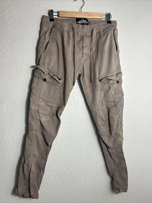 Superdry International Military Cargo Ankle Pants 32x31 Khaki Beige Stains - Image 1 of 4