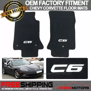 Alfombra de piso de fábrica Fit Custom Logo 05-13 Chevy Corvette C6 OE negra - Imagen 1 de 5