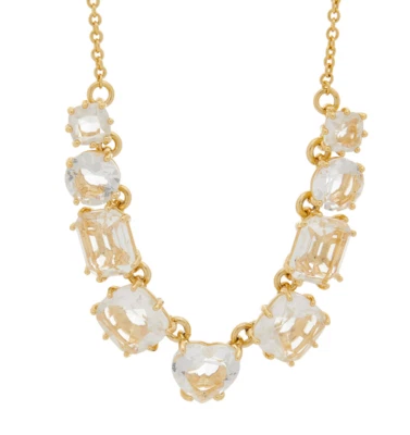 LES NEREIDES PARIS WHITE 9 STONES NECKLACE NEW GOLD PLATED 14K STUNNING RRP £120 - Image 1 of 4