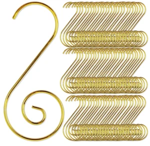 200PCS Christmas Ornament S-Hooks for Tree, Balls & Party Decorations , Gold - Picture 1 of 5