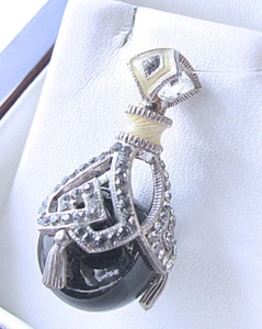 SALE ! LOVELY HANDMADE OF SOLID STERLING SILVER 925 EGG PENDANT GENUINE ONYX - Picture 1 of 3
