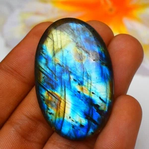 88 Karat ovale Form Cabochon blau auffällig natürlich Labradorit loser Edelstein - Bild 1 von 4