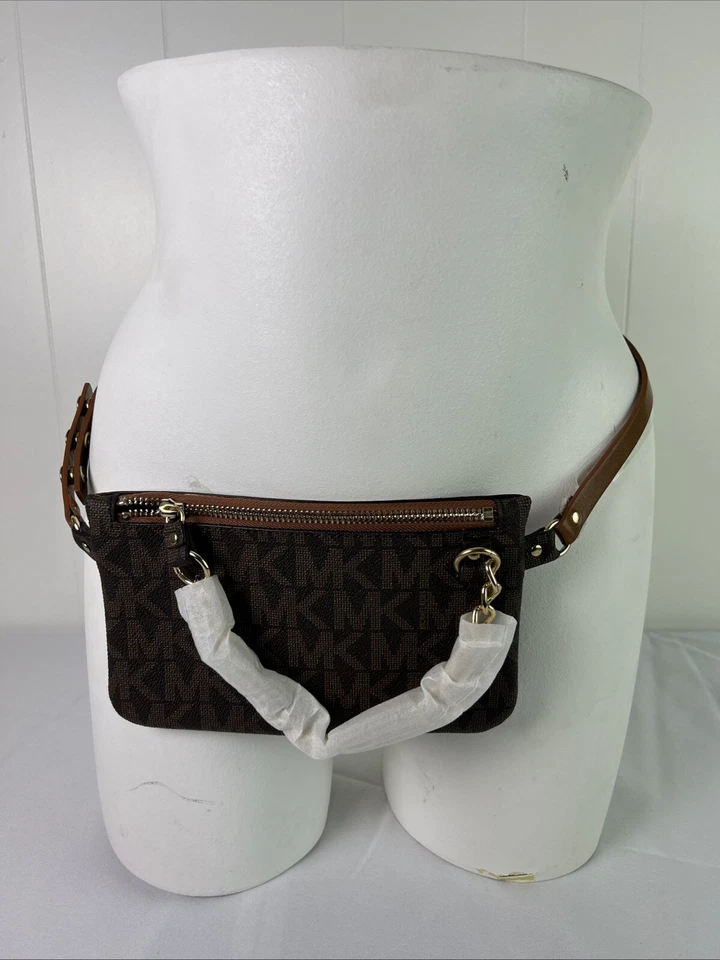 Michael Kors Fanny Pack Belt MK Logo Bag 554131c Brown Size Medium