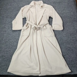 LL Bean Womens Robe Long Fleece Ivory White Soft Cozy Pockets Belted - Picture 1 of 13