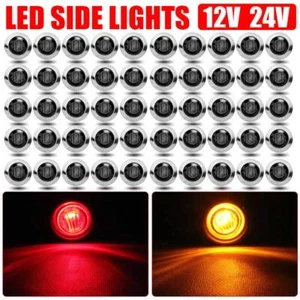 Luces de señalización laterales LED ámbar ahumado/rojo redondo bala de 3/4" para remolque camión RV - Imagen 1 de 14