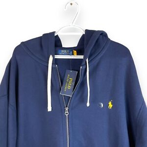 Polo Ralph Lauren Hoodie Sweatshirt Mens 3XLT Navy Blue Full Zip Waffle Hood New