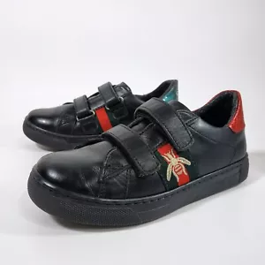 GUCCI © Kids Orthopedic Leather Black Classic Low Top Sneaker. Made in Italy - Picture 1 of 19