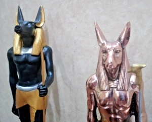 2x13 Zoll: Ebros Anubis Ägyptischer Gott des Jenseits Handarbeit Schwarz & Gold Statue - Bild 1 von 24