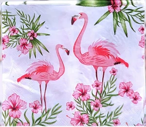 ALMOST FREE SHIPPING 2 Individual Decoupage Paper Napkins (Flamingos) - Picture 1 of 2