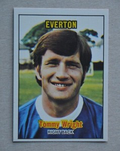 A&BC 1970 ORANGE BACK CARD. TOMMY WRIGHT - EVERTON  160