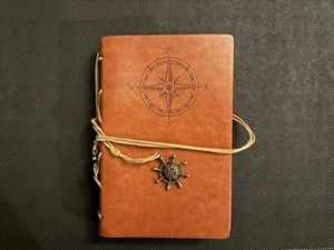 BRAUN KUNSTLEDER NAUTISCHES THEMA 6 RING NOTEBOOK JOURNAL BEIGE LEERE SEITEN ~ NEU - Bild 1 von 3