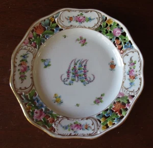 "Placa reticulada Carl Thieme Bavaria C6T15 María Antonieta 7 1/4"" Alemania" - Imagen 1 de 5