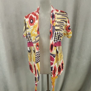 Neu Chicos Cardigan Pullover Damen Medium Ikat blockiert kunstvoll vorne zum Binden neu mit Etikett - Bild 1 von 11