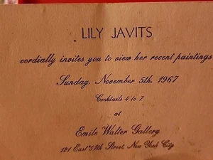 1967 LILY JAVITS RECENT PAINTINGS Exhibit NY EMILE WALTER ART GALLERY Cohen Park - Picture 1 of 6