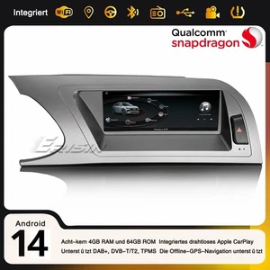 Radio de coche Qualcomm 8 núcleos 64 GB Android 14 DAB+ CarPlay Navi 8,8" IPS para Audi A4 - Imagen 1 de 24